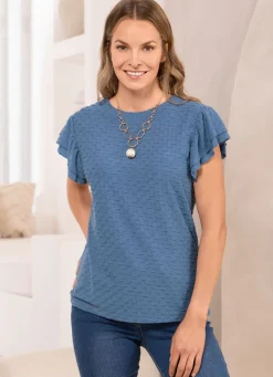 Damen Mona Kurzarm<Shirt mit Volant-Ärmeln