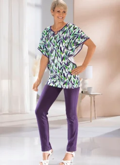 Damen Mona Kurzarm<Shirt mit Zierelement am Halsausschnitt