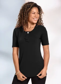 New Shirt mit Zierknopf Damen Kurzarm