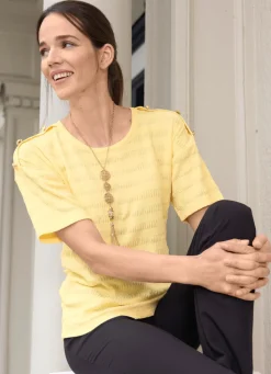 Discount Shirt mit Zierknöpfen Damen Kurzarm
