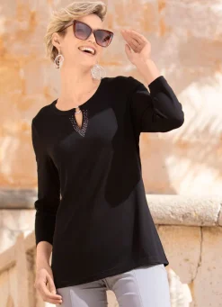 Online Shirt mit Zierring Damen Shirts Mit Strass|Kurzarm