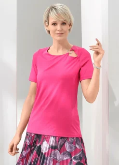 Damen Mona Kurzarm<Shirt mit Zierring