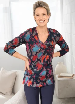 Discount Shirt mit Ziersteinen im Vorderteil Damen Shirts Mit Strass|Langarm