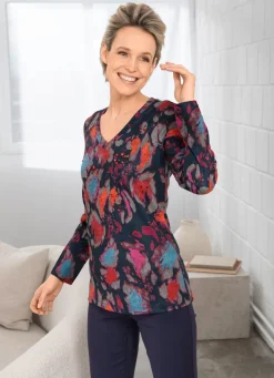 Discount Shirt mit Ziersteinen im Vorderteil Damen Shirts Mit Strass|Langarm