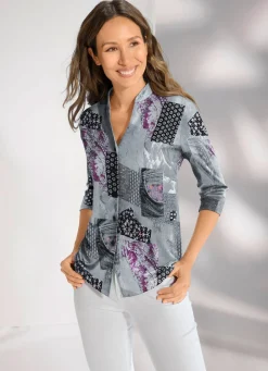 Damen Mona Blusen<Shirtbluse mit Knopfleiste