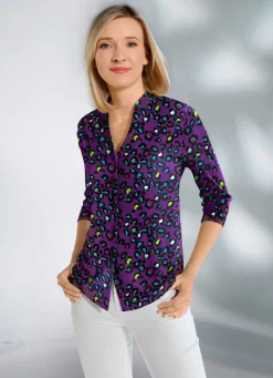 Damen Mona Blusen<Shirtbluse mit Stehkragen