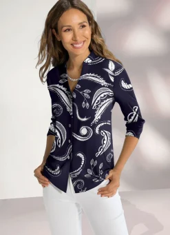 Damen Mona Blusen<Shirtbluse mit Stehkragen