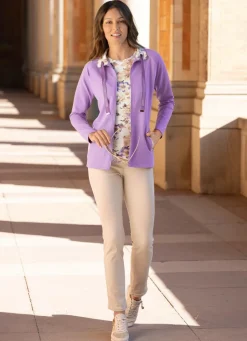 Clearance Shirtjacke mit Kontrastverarbeitung am Kragen in 2 Farben Damen Shirtjacken