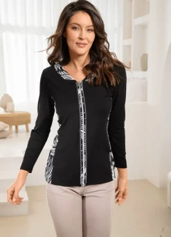 Clearance Shirtjacke mit silberfarbenen Zierplättchen Damen Shirtjacken