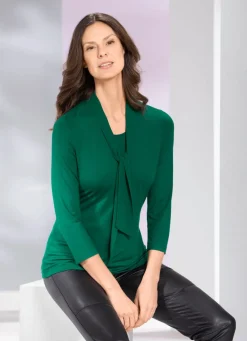 Damen Mona Tuniken|Basics<Shirt-Tunika mit Bindeschluppe