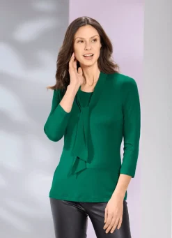 Damen Mona Tuniken|Basics<Shirt-Tunika mit Bindeschluppe
