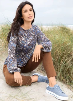 Damen Mona Tuniken<Shirt-Tunika mit elastischen Ärmelabschlüssen