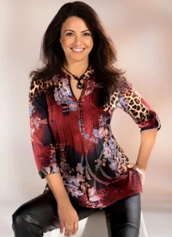 Damen Mona Tuniken<Shirt-Tunika mit farbbrillantem Druck