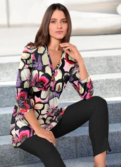 Damen Mona Tuniken<Shirt-Tunika mit farbbrillantem Druck