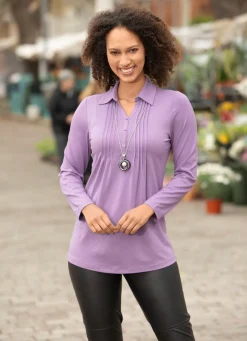Damen Mona Tuniken|Basics<Shirt-Tunika mit Hemdkragen
