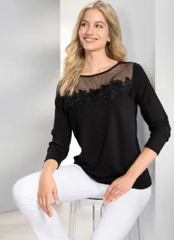Damen Mona Tuniken|Basics<Shirt-Tunika mit Mesh-Einsatz