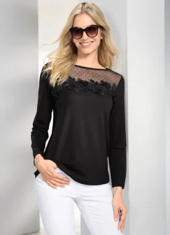 Damen Mona Tuniken|Basics<Shirt-Tunika mit Mesh-Einsatz
