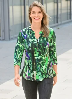 Damen Mona Tuniken<Shirt-Tunika mit Schlingenknopfleiste
