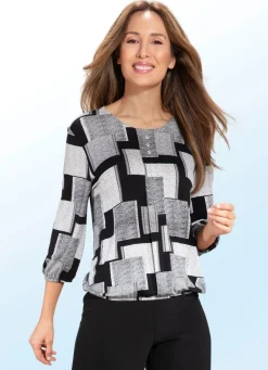 Damen Mona Tuniken<Shirt-Tunika mit Schmuckknöpfen