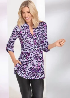 Damen Mona Tuniken<Shirt-Tunika mit Stehkragen