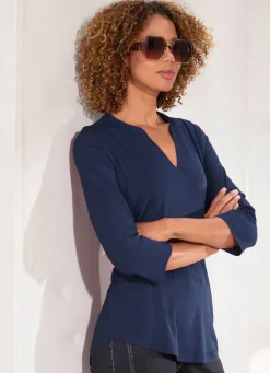Damen Mona Tuniken<Shirt-Tunika mit Stehkragen