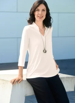 Damen Mona Tuniken|Basics<Shirt-Tunika mit Stehkragen
