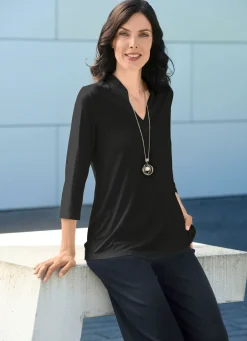 Damen Mona Tuniken|Basics<Shirt-Tunika mit Stehkragen