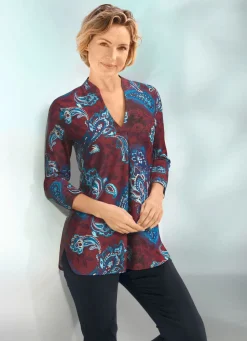 Damen Mona Tuniken<Shirt-Tunika mit Stehkragen
