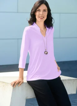 Damen Mona Tuniken|Basics<Shirt-Tunika mit Stehkragen