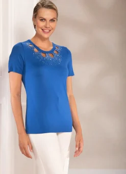 Damen Mona Basics|Abendmode<Shirt-Tunika mit Strasssteinen