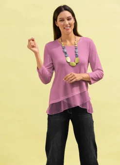 Damen Mona Tuniken|Basics<Shirt-Tunika mit Stufen-Volants