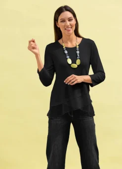 Damen Mona Tuniken|Basics<Shirt-Tunika mit Stufen-Volants