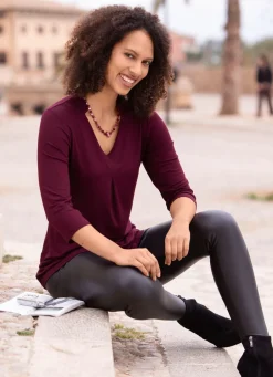 Damen Mona Tuniken|Basics<Shirt-Tunika mit V-Ausschnitt