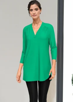 Damen Mona Tuniken|Basics<Shirt-Tunika mit V-Ausschnitt