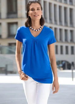 Damen Mona Tuniken|Basics<Shirt-Tunika mit V-Ausschnitt