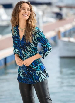 Damen Mona Tuniken<Shirt-Tunika modischem Stehkragen