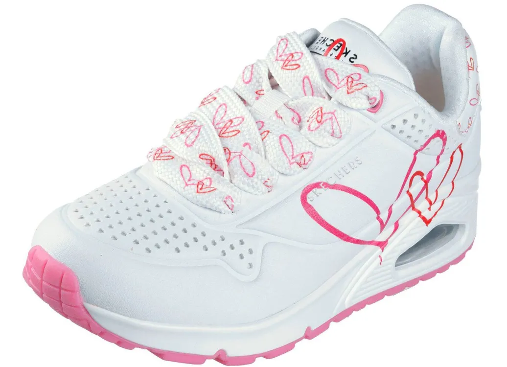 Sale SKECHERS Schnür-Sneaker mit niedlichen Herzchen bedruckt Damen Sneaker & Sportschuhe|Schnürschuhe