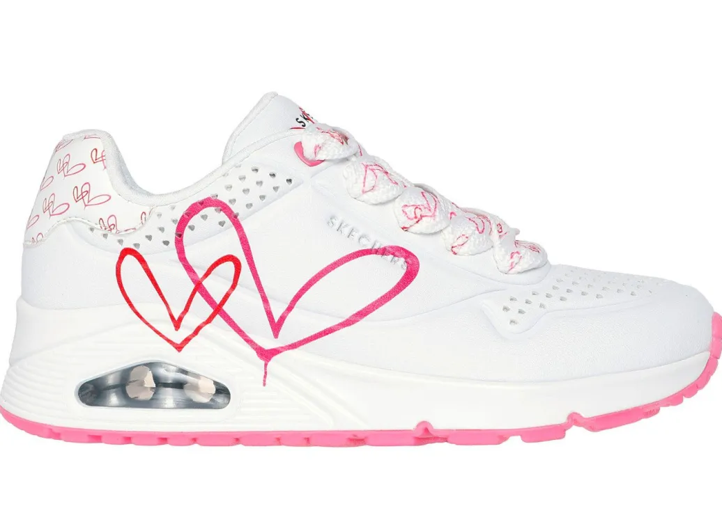Sale SKECHERS Schnür-Sneaker mit niedlichen Herzchen bedruckt Damen Sneaker & Sportschuhe|Schnürschuhe