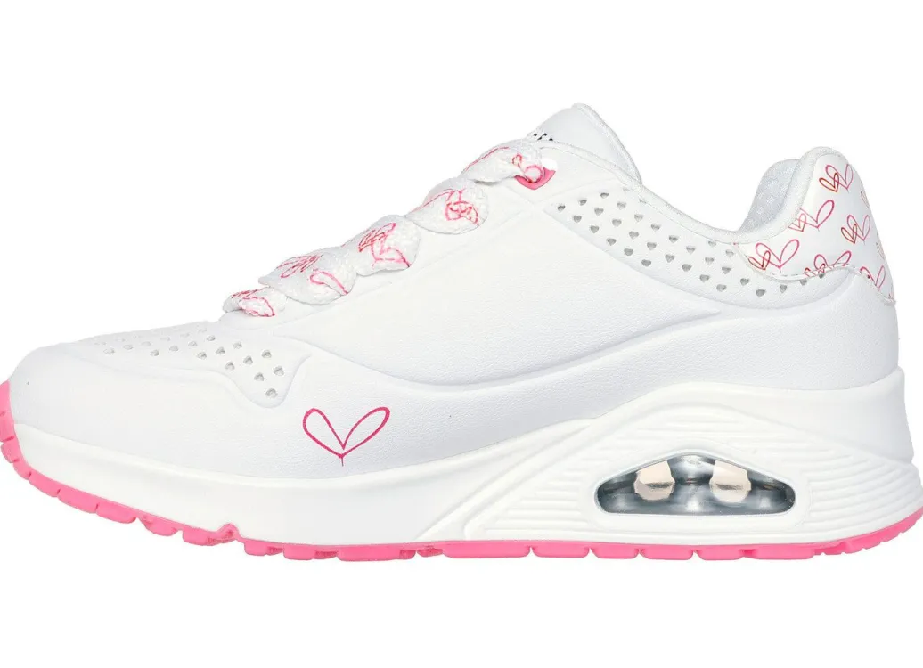Sale SKECHERS Schnür-Sneaker mit niedlichen Herzchen bedruckt Damen Sneaker & Sportschuhe|Schnürschuhe