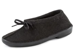Sale Slipper aus elastischem Strickmaterial mit Schnürung Damen Slipper