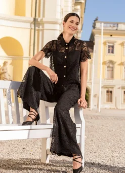 Damen Mona Blusen|Basics<Spitzenbluse mit Hemdkragen