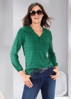 Sale Sportives Shirt mit Biesenzier Damen Langarm