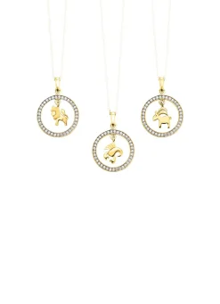 Clearance Sternzeichen-Anhänger aus Gold mit Zirkonia Damen Anhänger