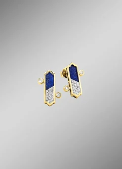 Damen Mona Ohrschmuck<Strahlende Eleganz – Ohrstecker mit Lapislazuli und Brillanten