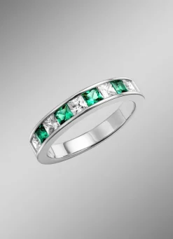 Clearance Strahlende Eleganz: Damenring mit synth. Zirkonia und Glassteinen Damen Ringe