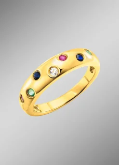 Clearance Strahlende Eleganz: Damenring mit echten Edelsteinen Damen Ringe