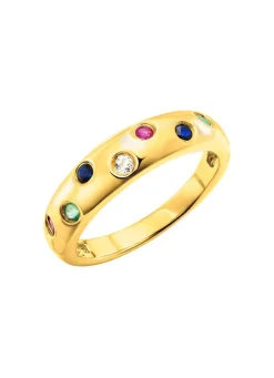Clearance Strahlende Eleganz: Damenring mit echten Edelsteinen Damen Ringe