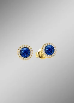 Damen Mona Ohrschmuck<Strahlende Eleganz: Ohrstecker mit echt Saphir und 36 Brillanten