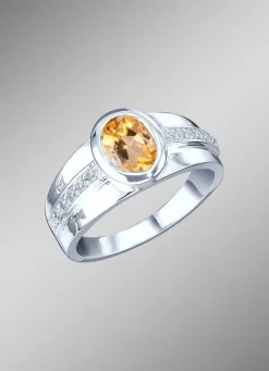 Outlet Strahlender Damenring mit echt Citrin und synth. Zirkonia Damen Ringe
