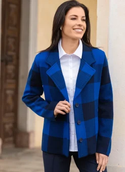 Hot Strickblazer in grafischem Jacquardmuster Damen Strickjacken|Blazer